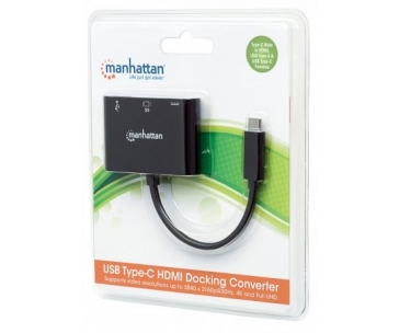 MANHATTAN multifunkční převodník z USB 3.1 type C Male na HDMI, USB 3.0 A a USB C Females