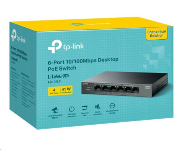 TP-Link LiteWave switch LS106LP (6x100Mb/s, 4xPoE, 41W, fanless)