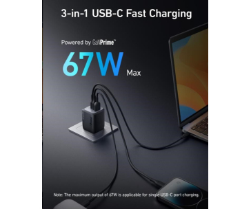 Anker 735 Prime Wall Charger 67W, 1A/2C, Black