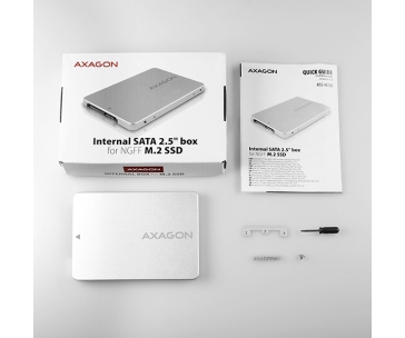 AXAGON RSS-M2SD, SATA - M.2 SATA SSD, interní 2.5" ALU box, stříbrný