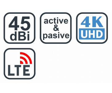 EVOLVEO Xany 2A LTE 230/5V, 45dBi aktivní pokojová anténa DVB-T/T2, LTE filtr