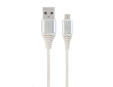 GEMBIRD Kabel USB 2.0 AM na MicroUSB (AM/BM), 2m, opletený, bílo-stříbrný, blister, PREMIUM QUALITY