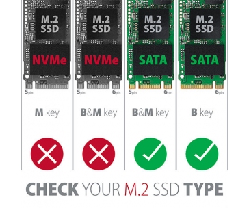 AXAGON RSS-M2SD, SATA - M.2 SATA SSD, interní 2.5" ALU box, stříbrný