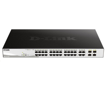 D-Link DGS-1210-28P 28-port Gigabit Smart+ PoE Switch, 24x GbE PoE+, 4x RJ45/SFP, PoE 193W