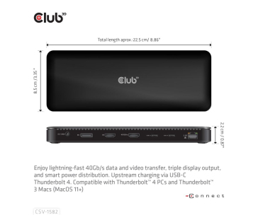 Club3D Dokovací stanice Thunderbolt 4 (Certified), 12v1