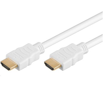 PremiumCord HDMI High Speed + Ethernet kabel, zlacené konektory, 1m, bílý