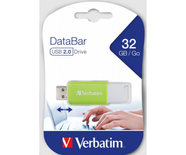 VERBATIM Flash Disk 32GB DataBar USB 2.0 Drive, zelená