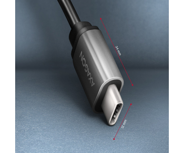 AXAGON RUCM-AFAC, kabelová redukce USB-C (M) <-> USB-A (F), 20cm, USB 3.2 Gen 1, 3A, ALU