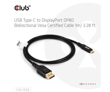 Club3D Kabel USB-C na DisplayPort 2.1, 10K60Hz, DSC1.2, UHBR10, 1m