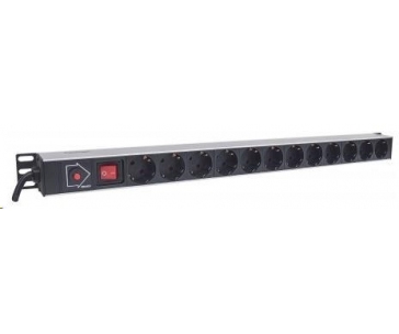 Intellinet Vertical Rackmount 12-Way Power Strip - German Type, rozvodný panel, 12x DE zásuvka, 1.6m kabel