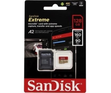 SanDisk micro SDXC karta 128GB Extreme Action Cams and Drones (190 MB/s Class 10, UHS-I U3 V30) + adaptér