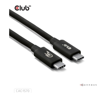 Club3D Kabel USB4 v2 Typ-C, 80Gbps, Certifikovaný kabel, 4K540Hz, 8K240Hz, 16K60Hz, PD 240W, 1,2m