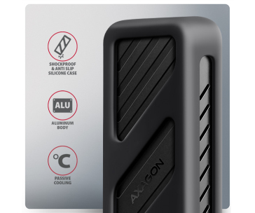 AXAGON EEM2-20G, USB-C 20Gbps - M.2 NVMe SSD kovový ARMORED box