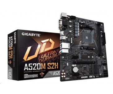 GIGABYTE MB Sc AM4 A520M S2H, AMD A520, 2xDDR4, 1xHDMI, 1xDVI, 1xVGA, mATX