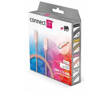 CONNECT IT Wirez Steel Knight USB-C (Type C) - USB-A, metallic rose-gold, 1 m