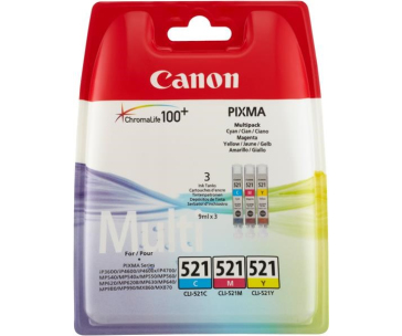 Canon CARTRIDGE CLI-521 C/M/Y MULTI-PACK SEC pro IP3600, MP 540,550,560, MP620,630,640, MP980,990