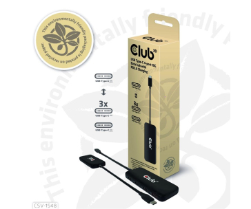 Club3D hub 1xUSB-C na 4xUSB-C, 10Gbps port, PD 3.0