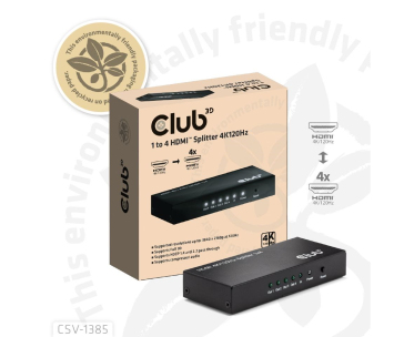 Club3D Video rozbočovač 1:4 HDMI 2.0 4K120Hz, 4 porty, černá