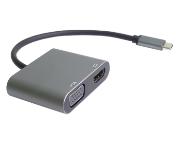 PremiumCord MST adaptér USB-C na HDMI + VGA, rozlišení 4K a FULL HD 1080p