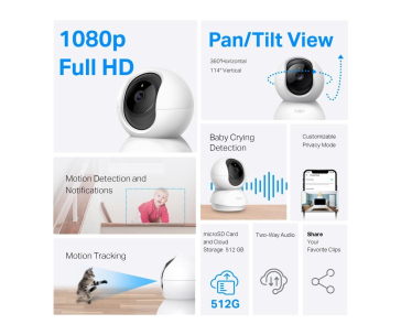 TP-Link Tapo C200C domácí/indoor kamera, (2MP, Full HD 1080p, IR 12m, WiFi, microSD)