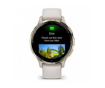 Garmin Venu® 3S, Nerezová luneta Soft Gold, pouzdro Ivory, silikonový řemínek