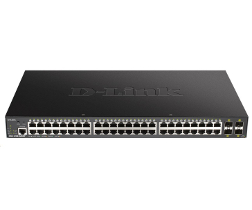 D-Link DGS-1250-52XMP 52-Port Gigabit Smart PoE Switch, 48x GbE PoE+, 4x SFP+, PoE 370W