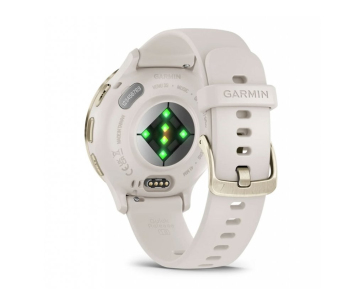 Garmin Venu® 3S, Nerezová luneta Soft Gold, pouzdro Ivory, silikonový řemínek