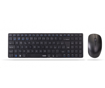 RAPOO set klávesnice+myš 9300M, Wireless Multi-Mode Slim Mouse and Ultra-Slim Keyboard, černá