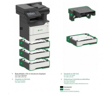 LEXMARK Multifunkční ČB tiskárna MX622ade, A4, 47ppm, 2048MB, barevný LCD displej, duplex,DADF, USB 2.0, LAN,