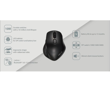 ASUS MW203 Multi-Device Wireless Silent Mouse, modrá