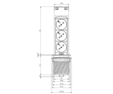 Solight USB výsuvný blok zásuvek, 3 zásuvky, plast, délka 1,5m, 3 x 1mm2, stříbrný