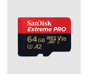 SanDisk micro SDXC karta 64GB Extreme PRO (200 MB/s Class 10, UHS-I U3 V30) + adaptér