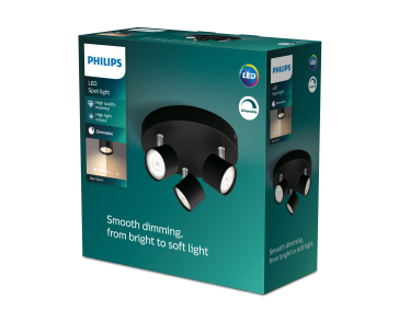 PHILIPS bodové světlo STAR plate/spiral black 3x4.5W SELV Dim - černá