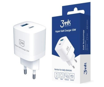 3mk síťová nabíječka - Hyper GaN Charger 33W, bílá