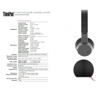 LENOVO sluchátka ThinkPad X1 Active Noise Cancellation Headphone - bezdrátové sluchátka,mic.,potlačení šumu (ENC),ANC