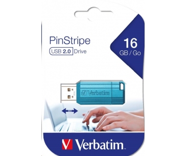 VERBATIM Flash Disk 16GB Hi-Speed Store 'n' Go, Pinstripe, USB 2.0, Caribbean modrá