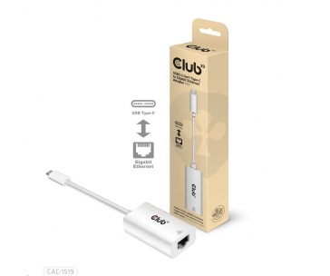 Club3D Adaptér aktivní USB 3.2 typ C na LAN (Gigabit Ethernet - 1Gb), 20cm