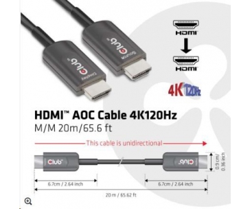 Club3D Kabel prodlužovací Ultra Rychlý HDMI™ Certifikovaný AOC kabel 8K60Hz (M/M), 4K120Hz, 20m, černá