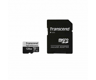 TRANSCEND MicroSDXC karta 128GB 330S, UHS-I U3 A2 + adaptér