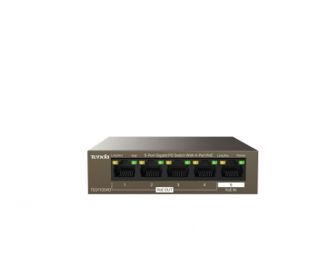 Tenda TEG1105PD - 5-port PoE PD Gigabit Ethernet Switch, 1x PoE IN, 4x PoE OUT, Kov, Fanless