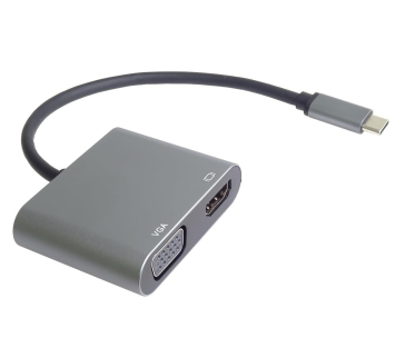 PremiumCord MST adaptér USB-C na HDMI + VGA, rozlišení 4K a FULL HD 1080p