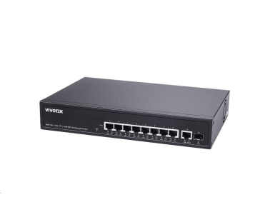 Vivotek PoE switch AW-GEL-105A-110, 8xGE PoE(802.3af/at/bt, PoE budget 110W), 1xGbE RJ-45, 1xSFP 100M/1G slot