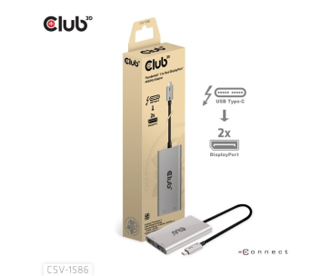 Club3D Video hub Thunderbolt 3 na 2x DP, Dual 4K60Hz nebo Single 8K60Hz/4K120Hz