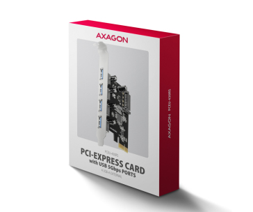 AXAGON PCEU-430RS, PCIe řadič, 4x USB 5Gbps port, SATA napájení, Renesas PD720201, SP