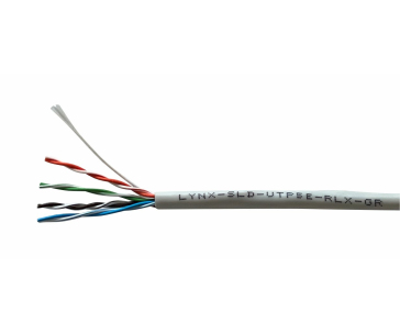 UTP kabel LYNX REELEX AIR, Cat5E, drát, PVC, Eca, šedý, 305m