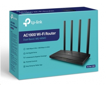 TP-Link Archer C80 OneMesh/EasyMesh/Aginet WiFi5 router (AC1900, 2,4GHz/5GHz, 4xGbELAN, 1xGbEWAN)