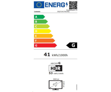 LENOVO LCD ThinkVision 27 3D - 27'',IPS,matný,16:9,3840x2160(2D),1920x2160(3D),4ms,HDMI,DP,USB-C,USB Hub,RJ45,VESA,Pivot