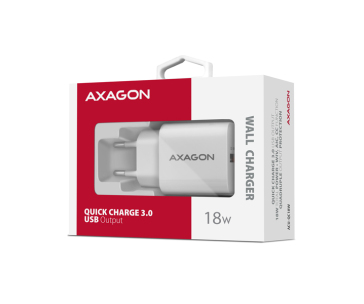 AXAGON ACU-QC18W, nabíječka do sítě 18W, 1x port USB-A, QC3.0/AFC/Apple, bílá