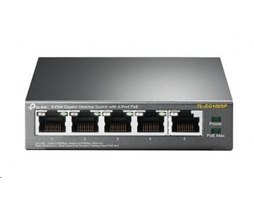 TP-Link switch TL-SG1005P (5xGbE, 4xPoE+, 65W, fanless)