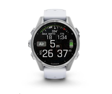 Garmin fenix® 8 – 43 mm, AMOLED, Silver / Whitestone se silikonovým řemínkem.